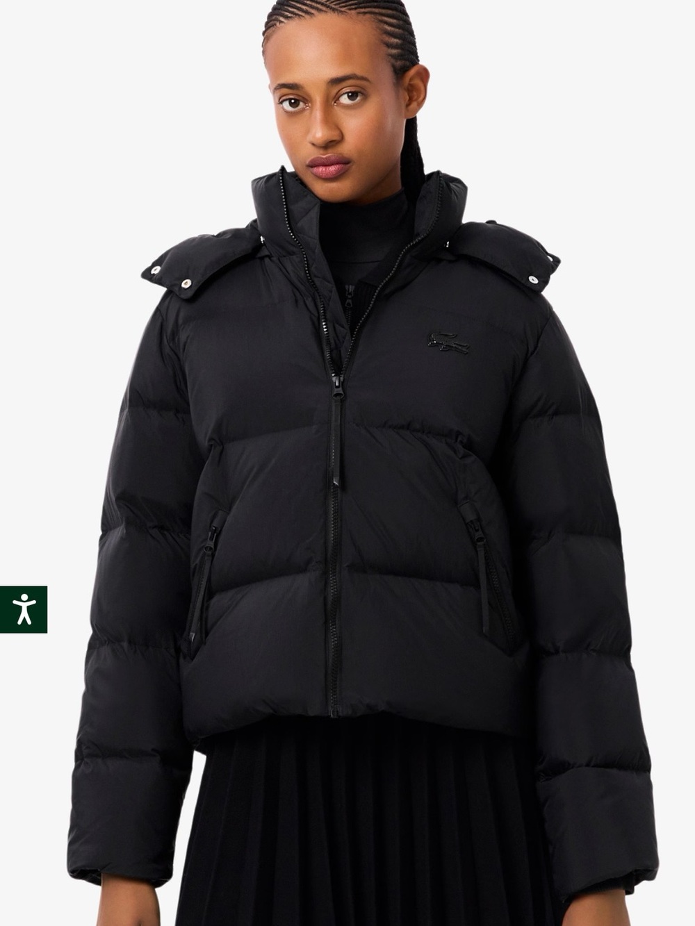 LACOSTE Women's Relaxed Fit Hooded Down Jacket - Picture 2 of 12